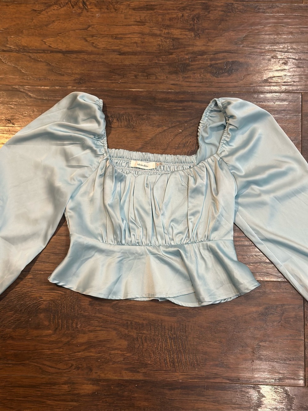 Idem Ditto Blue Peplum cropped Top - Picture 2 of 4